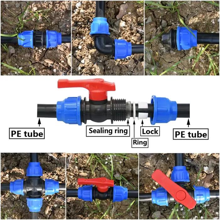 Connecteur de robinet de Tube PE en plastique, séparateur d'eau en T, Valve rapide, coupleur d'irrig