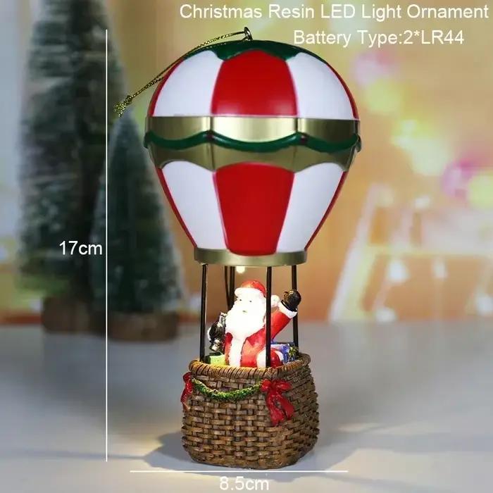 Ornements lumineux de Noël, ballon à air chaud de bonhomme de neige de père Noël avec la lumière LED