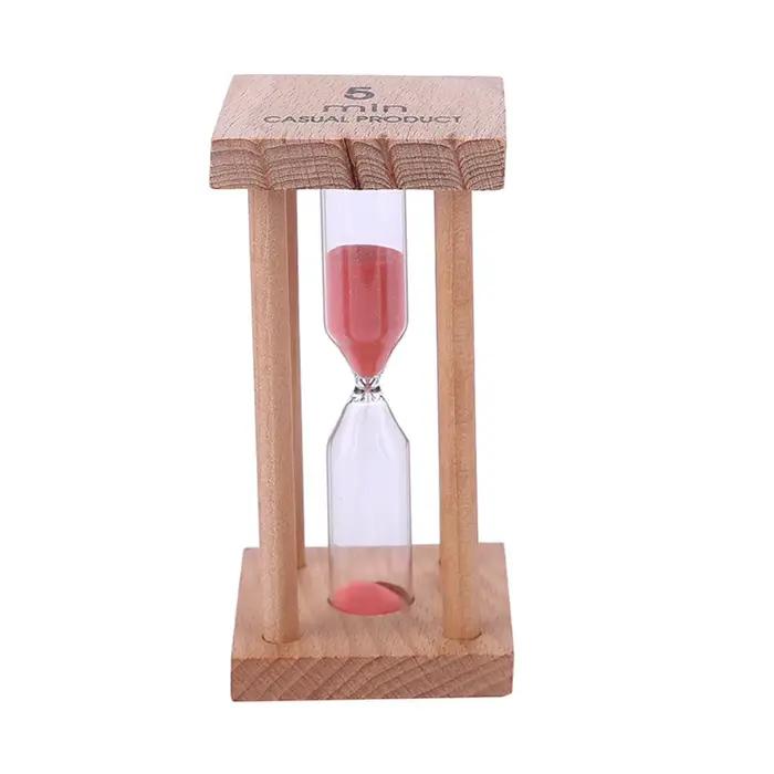 Minuteur de sable en bois 5 minutes, sablier multifonction décoratif, horloge de bureau pour jeux et