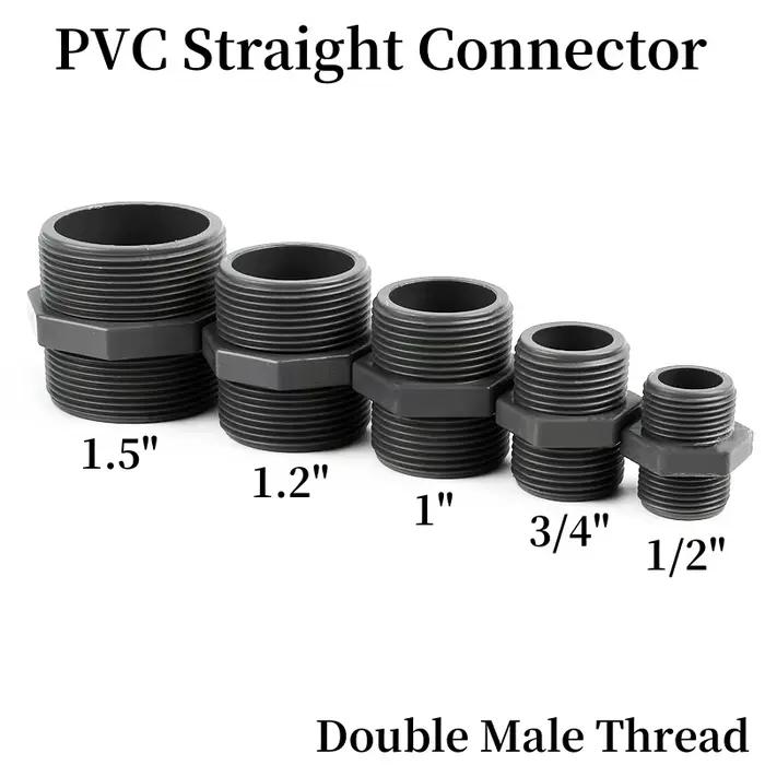 Connecteurs droits égaux en PVC à Double filetage mâle de 1/2 à 2 pouces, connecteur de tuyau d'aqua