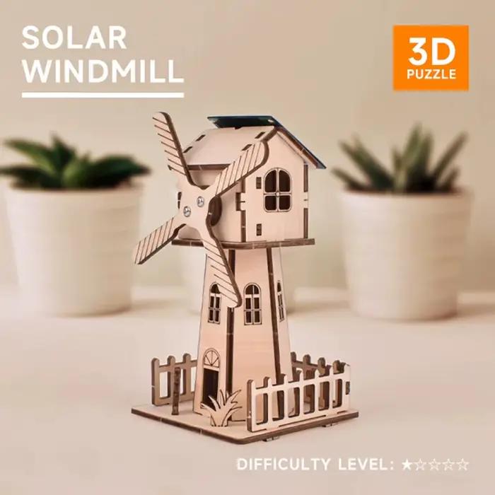 Kit Scientifique 3D : Jouet Éolienne Solaire, Modèle DIY, Kit Éducatif de Physique pour Enfants, Exp