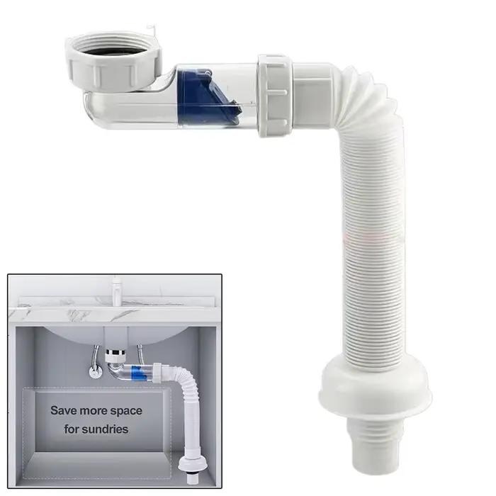 Tuyau de siphon d'évier G1-1/2 pouce, tube de drainage rétractable pour eaux usées, extensible de 28
