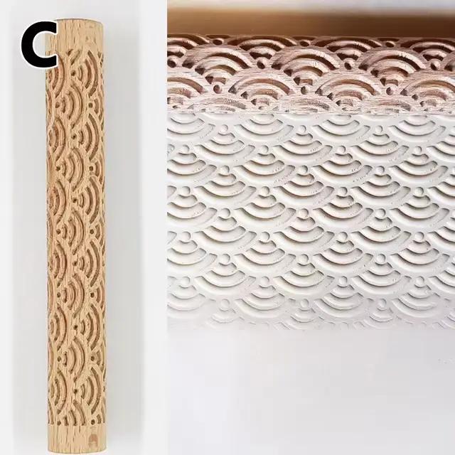 Rouleaux à motifs de modélisation d'argile, rouleaux de texture en bois pour poterie d'argile, ensem