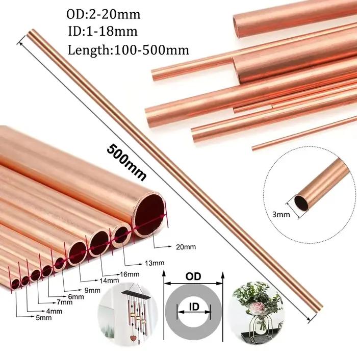 1 pièces tuyau en cuivre tuyau droit en cuivre diamètre extérieur 2 ~ 20mm diamètre intérieur 1 ~ 18