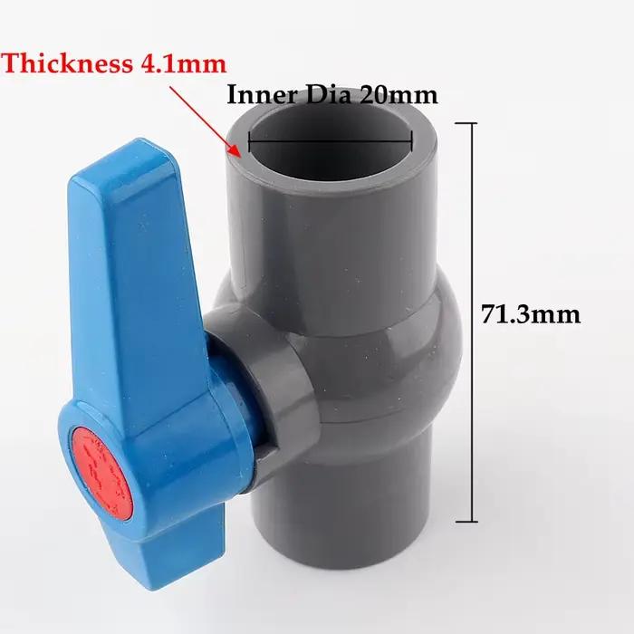 Vannes à bille en PVC ID 20/25/32/40/50/63mm, système d'irrigation de l'eau, Tube de Drainage, Valve