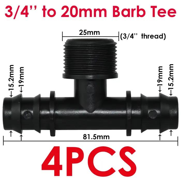 KESLA 4 pièces 1/2 "3/4" fileté 16 20 25MM PE tuyau barbe té connecteur adaptateur Tubes Joints jard