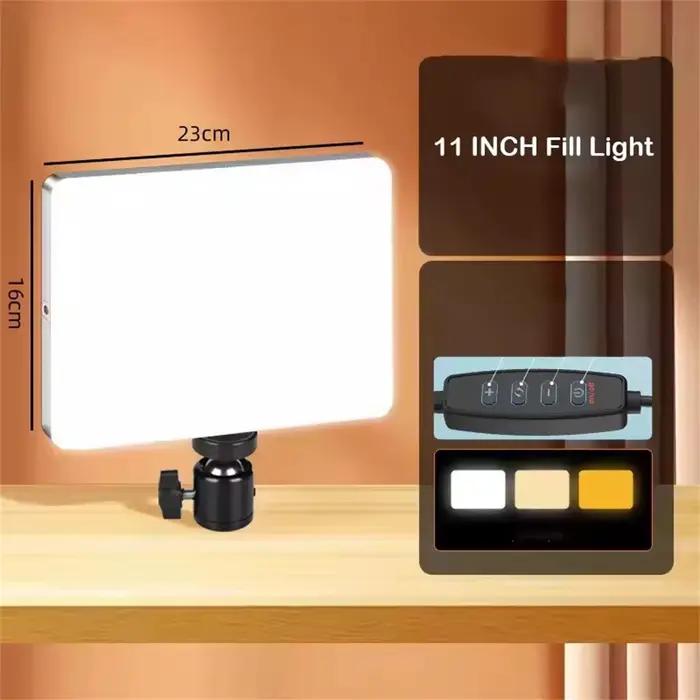 Lampe vidéo LED avec trépied professionnel, télécommande, éclairage de panneau à intensité variable,