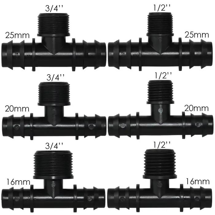 KESLA 4 pièces 1/2 "3/4" fileté 16 20 25MM PE tuyau barbe té connecteur adaptateur Tubes Joints jard