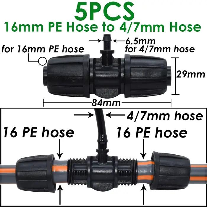 KESLA 5 pièces 16mm 1/2 ''PE tuyau connecteur séparateur té couplage fileté serrure à 4/7mm 3/5mm tu