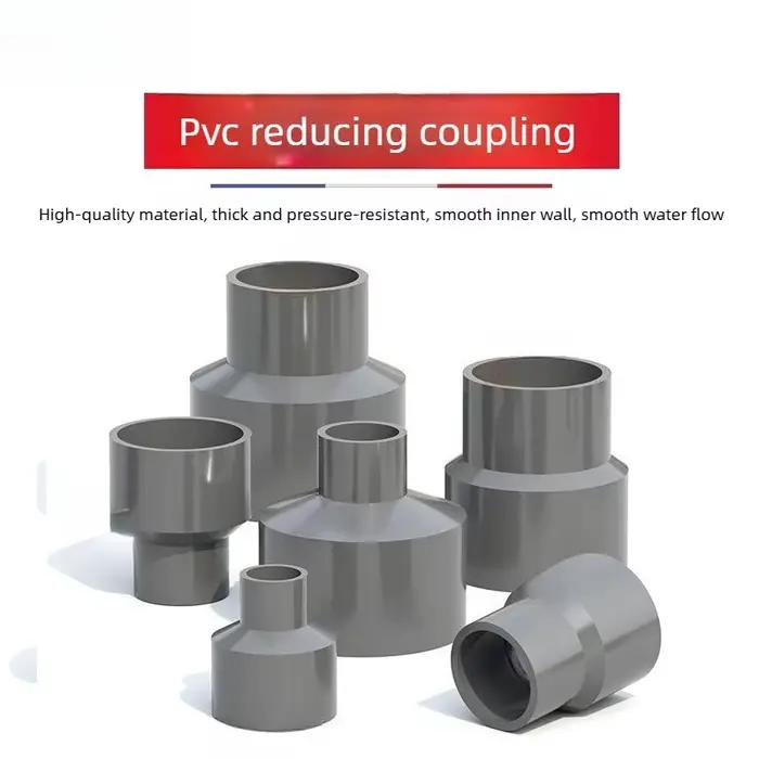 Raccord réducteur droit en PVC, raccord de tuyauterie de réduction, gris, adaptateur de tuyau d'eau 