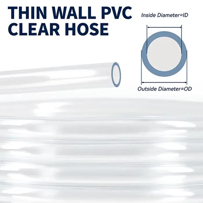 Tuyau en PVC transparent flexible de 3/5 m, tube d'eau en plastique, diamètre intérieur de 4 à 24 mm