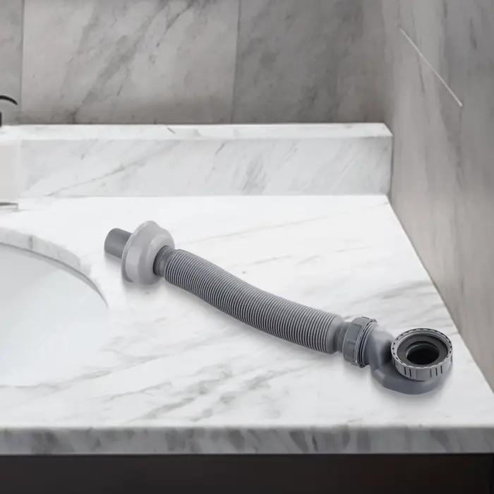 Piège à profil bas, tuyau de vidange Flexible pour baignoire et douche, Tube plat ABS gris, tuyau de