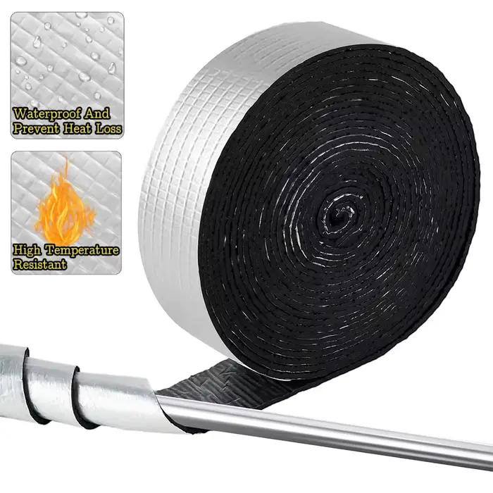 Ruban isolant en mousse pour tuyaux d'extérieur, 32.8 pieds, feuille d'aluminium, noir, Protection c
