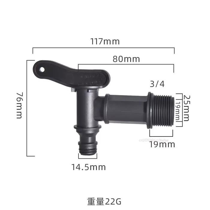 Robinet IBC 3/4 pouces, valve de tonneau s60, couvercle de transfert central, tour 6 minutes, robine