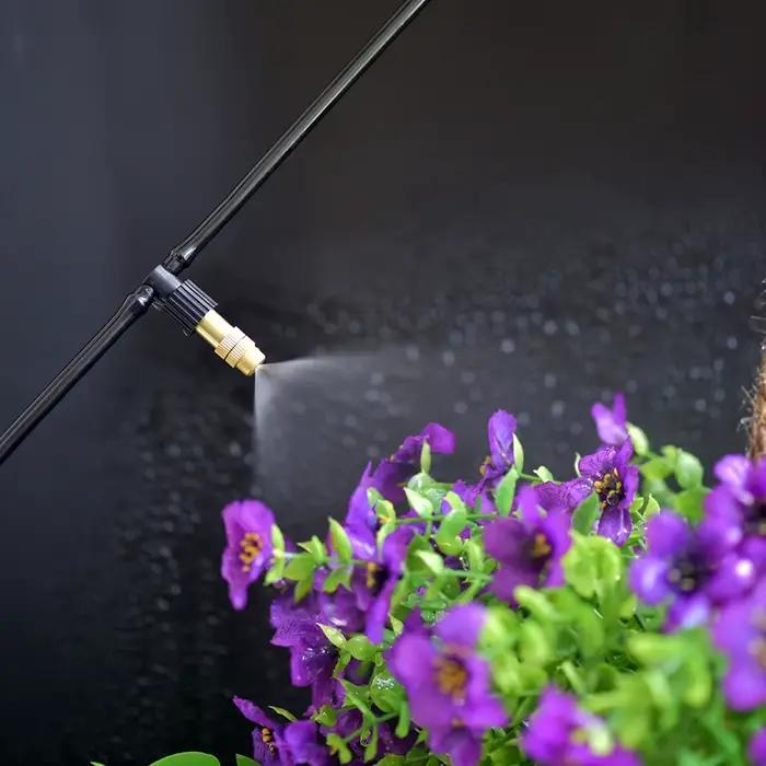 Buse de brumisation en cuivre réglable avec connecteur en T en plastique, arroseur d'irrigation en l