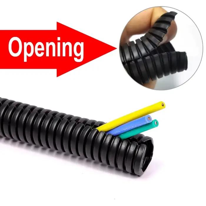 Tuyau ondulé en PP isolé 1/5/10m, AD 7,5 ~ 34,5 mm, gaine de protection filetée pour faisceau de câb