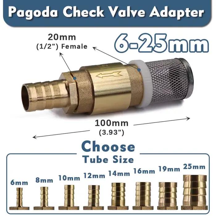 Adaptateur de tuyau Wildoda en laiton avec filtre, clapet anti-retour unidirectionnel, pompe de cont
