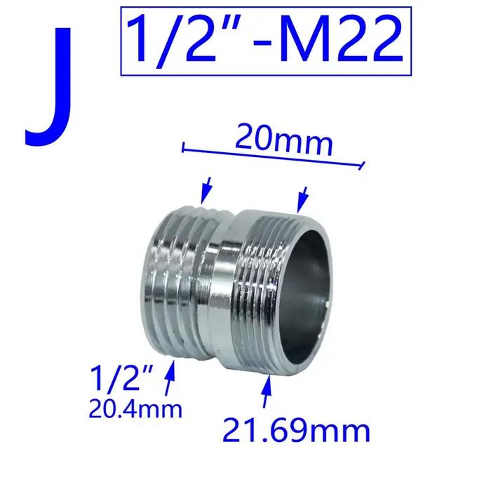 Connecteur de filetage en laiton 1/2 "M16 M17 M18 M19 M20 M22 M24 M28 M32, mâle femelle pour barbote