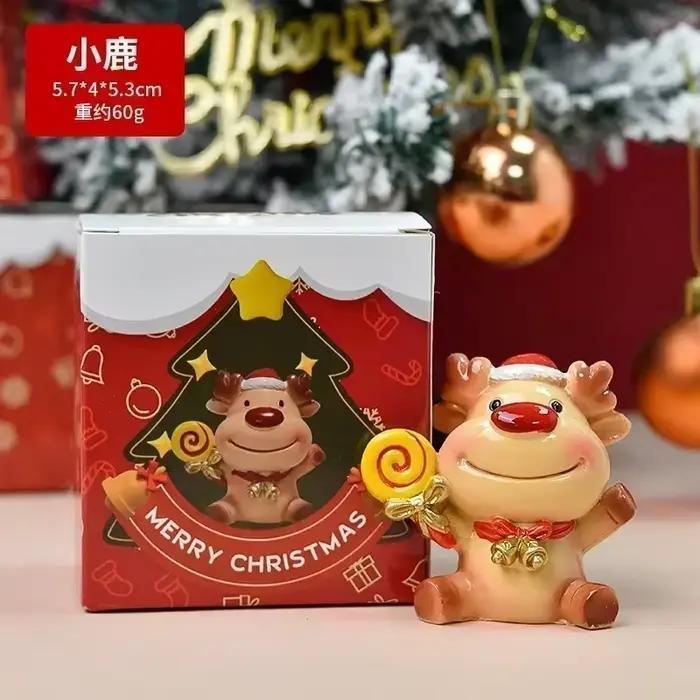 Série de noël artisanat résine Animal fête créative Mini arbre de noël vieille fille enfants mignon 