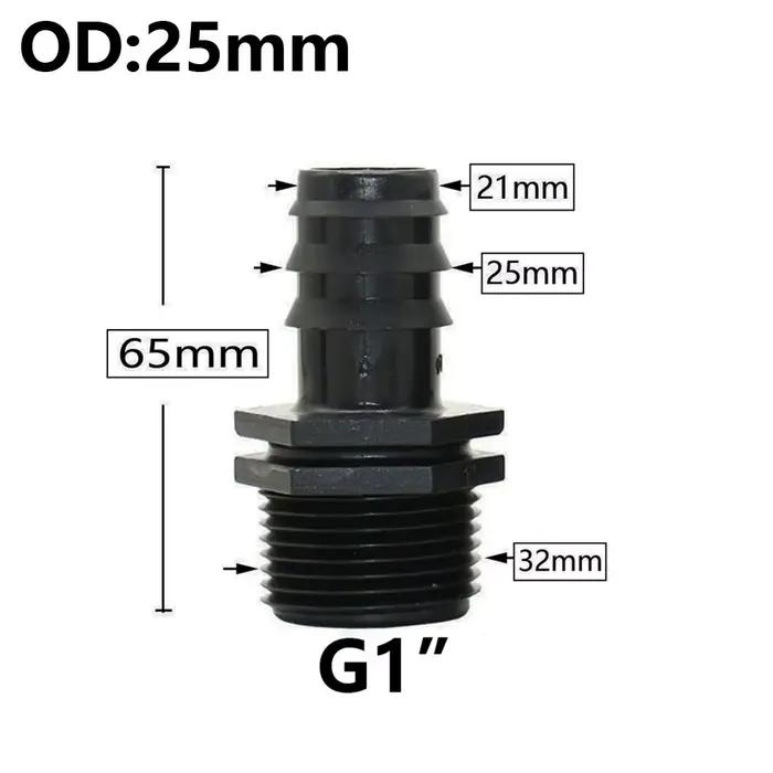 Connecteur de tuyau d'arrosage PE, 5 pièces, 16/20/25/32mm, filetage 1/2 3/4 1 ", coupleur coudé dro