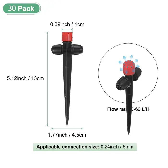 Arroseur goutteur réglable à 8 trous pour jardin, 0-80L/H, 133mm, Support, buse d'arrosage, Double v
