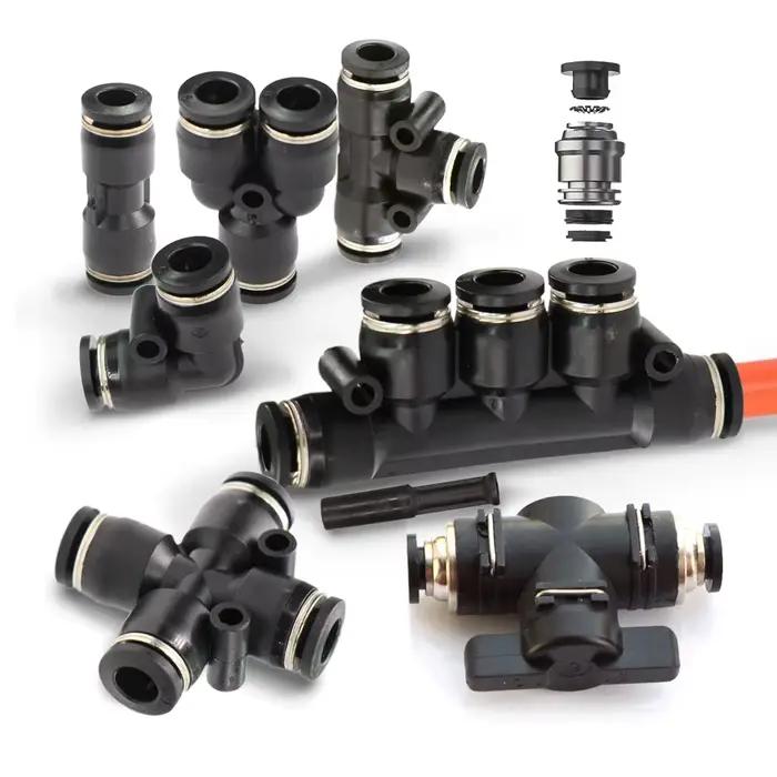 Raccords de Tubes en OD-6MM PE PU, Adaptateur de Couplage de Tuyau à Poussée Rapide de Jardin 5 Voie