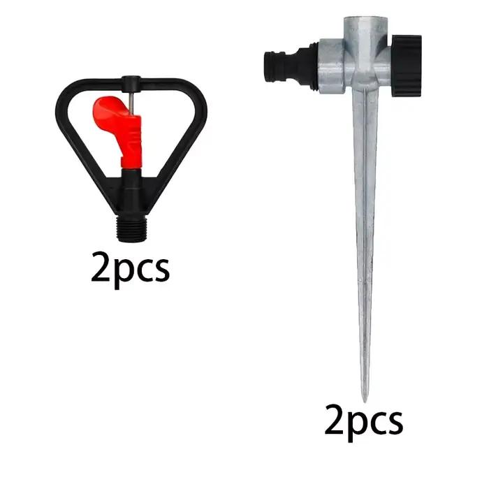 2 arroseurs de pelouse 360° °   Arroseur de pelouse à conception pivotante réglable, arroseur de jar