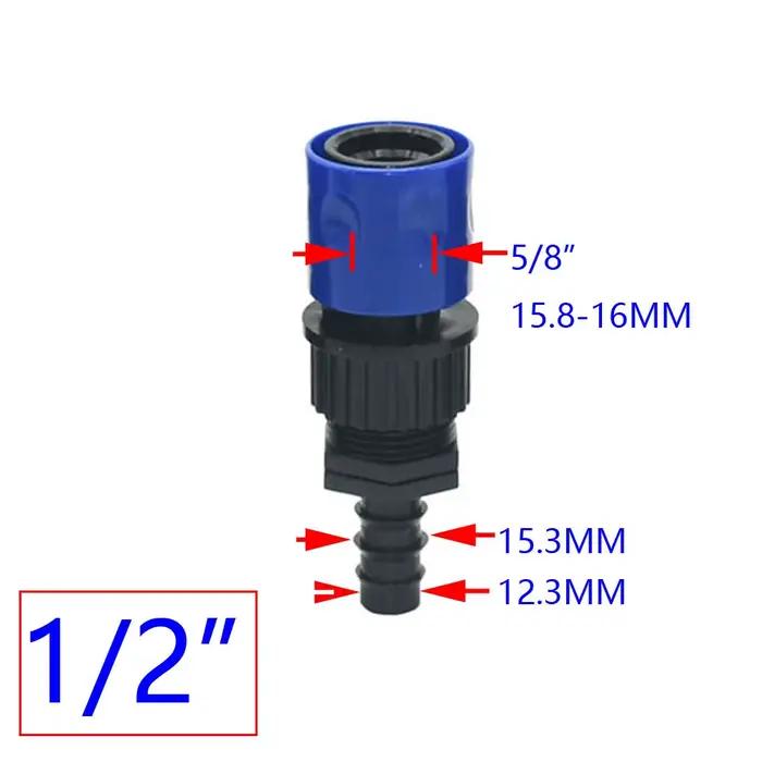 Connecteur rapide de tuyau d'eau barbelé 1/4 3/8 1/2 3/4 1 pouce, 4/7mm 8/11mm 16mm 20mm 25mm, 1 piè