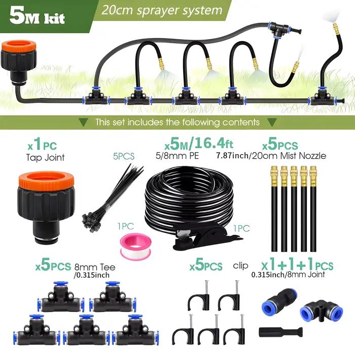 Kit de pulvérisation universel à flexion libre, 30M-5M, tuyau de 8mm, système de refroidissement par