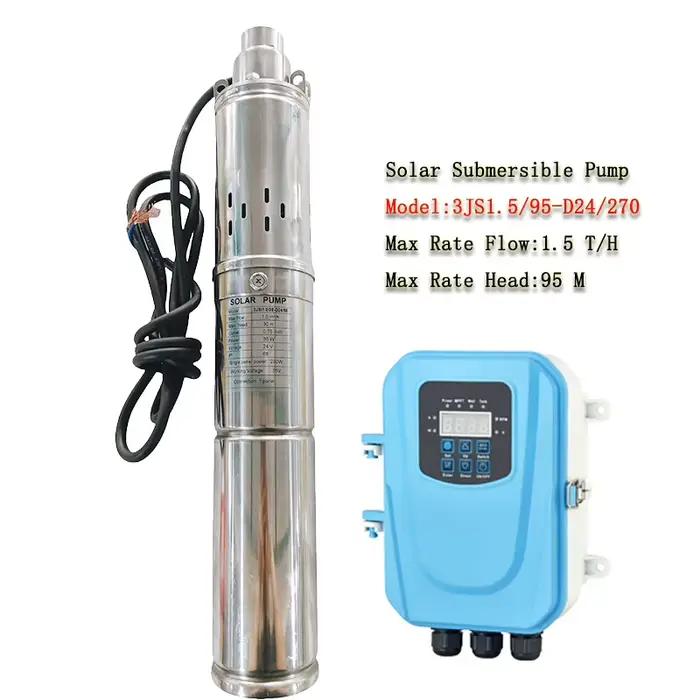 Pompe à eau solaire 2 ans de garantie 270w 0.4HP pompe Submersible SS304 24v meilleur prix de 3 "DC 