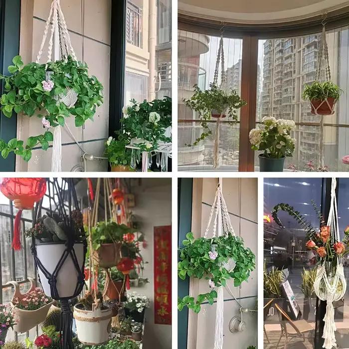 Panier suspendu pour plantes en macramé fait à la main, support pour Pots de jardin, balcon, décorat