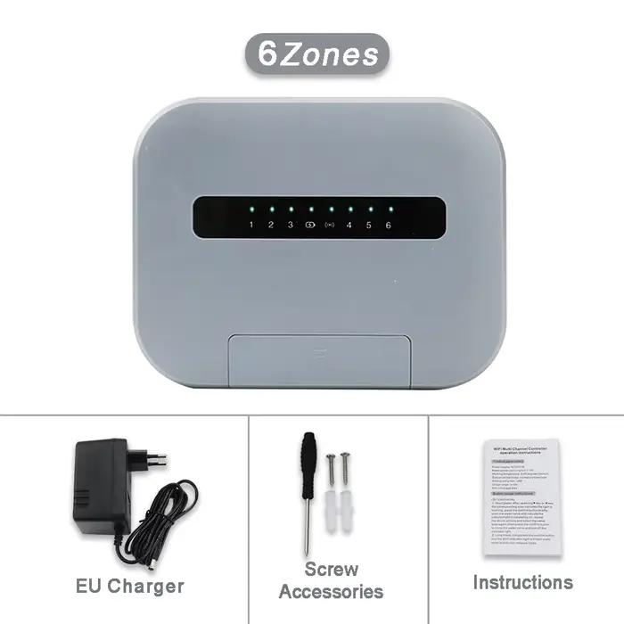 Contrôleur d'arrosage intelligent WiFi 6/8 stations pour intérieur, système d'irrigation à commande 