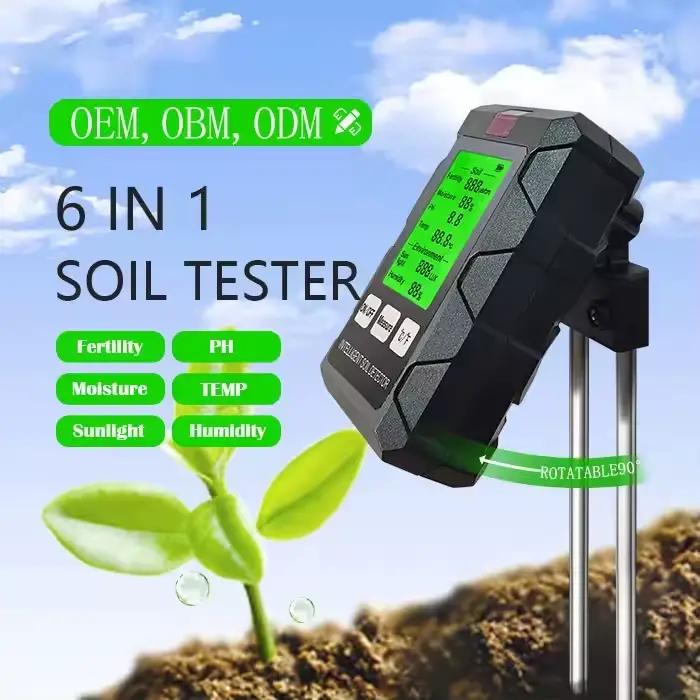 Testeur numérique d'humidité du sol 6 en 1, ph-mètre, détecteur de température et d'humidité, monite