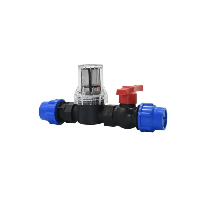 Filtre à eau pour tuyau PE, 25mm 32mm, avec Tube en plastique, connecteur rapide, filtre à mailles 8