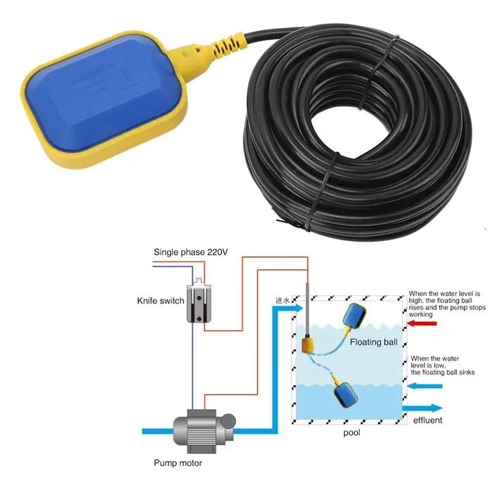 Interrupteur de niveau d'eau, 1 interrupteur flottant avec câble de 10 mètres, pompes à commande aut