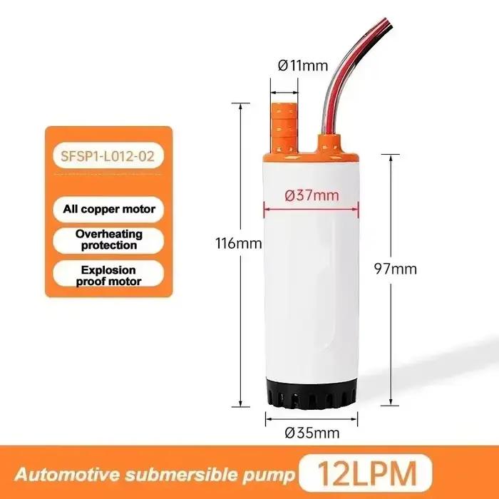 12V 21L/min RV pompe Submersible Micro pompe à eau réservoir d'eau DC Portable monté sur voiture pet