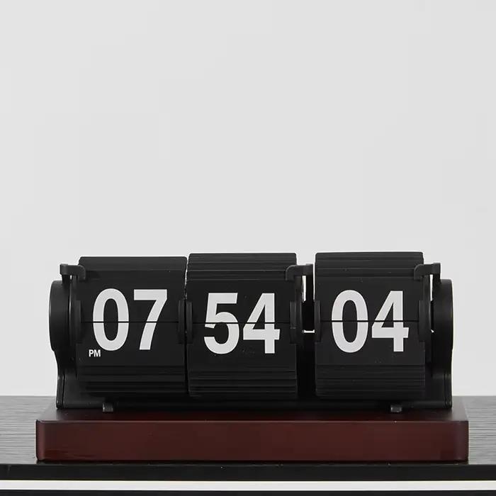 Horloge à bascule en bois avec affichage des secondes, minuteur à retournement automatique, objet dé