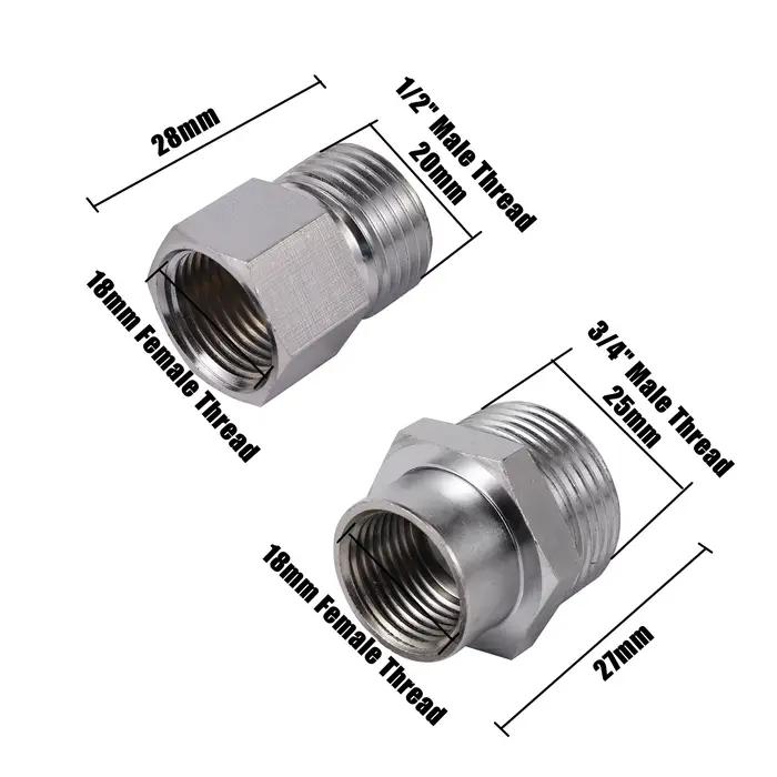 Adaptateur de filetage mâle M18 à 1/2 "3/4", connecteur de filetage en cuivre nickelé, adaptateur de