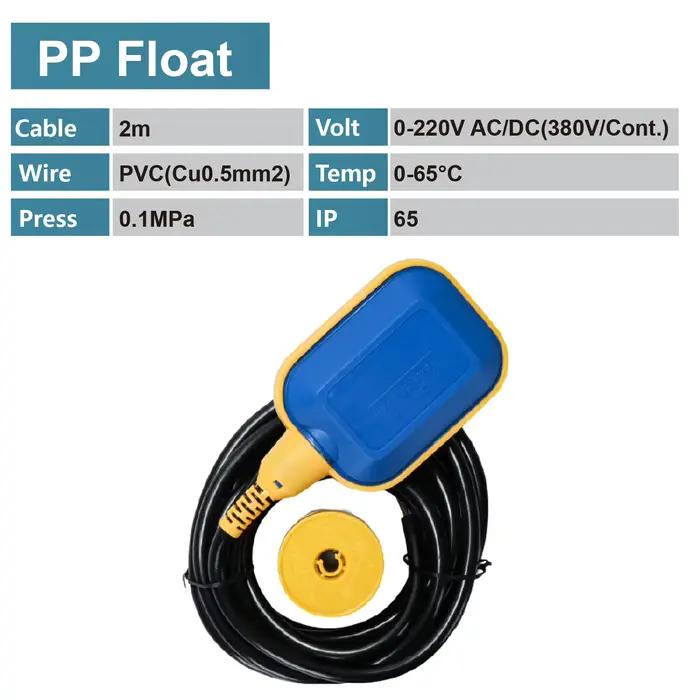 Interrupteur de Niveau à Flotteur Câble 2 à 6m Étanche IP65 Puissance 1650W pour Pompe Réservoir Con