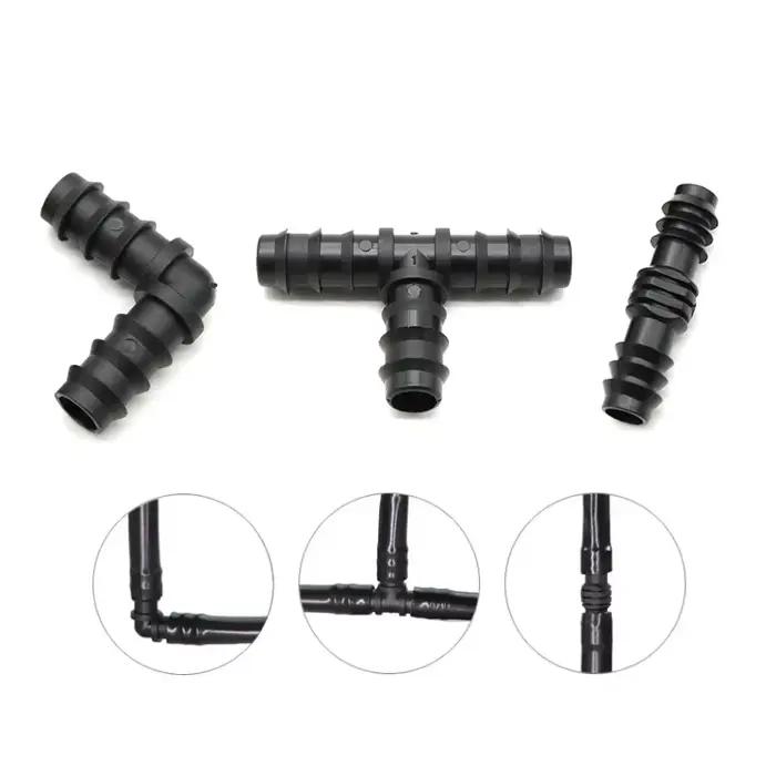 Tuyau en PE pour serre, 16 20 25mm, bouchon coudé droit en T, raccord de tuyau d'irrigation, Micro S