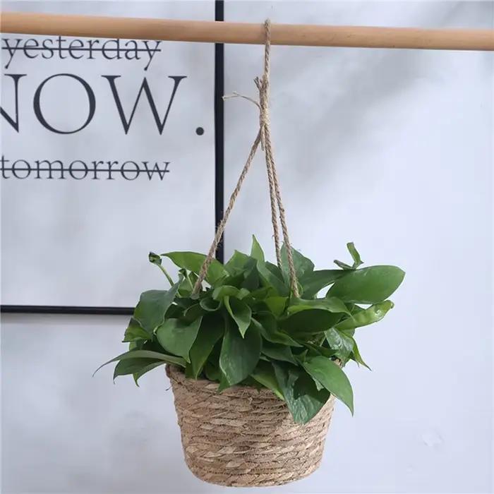 Jardinière suspendue en macramé, panier de rangement pour plantes, corde de Jute tissée, support de 