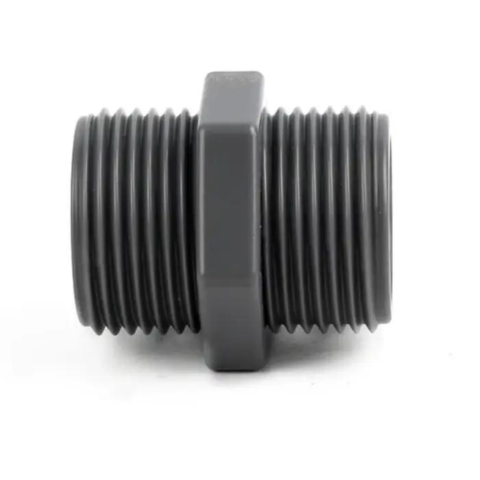 Connecteurs droits égaux en PVC à Double filetage mâle de 1/2 à 2 pouces, connecteur de tuyau d'aqua