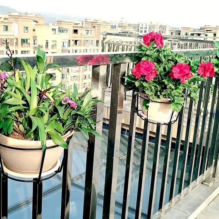 Jardinières suspendues rondes élégantes en métal, 4 pièces, parfaites pour le balcon, le jardin et l