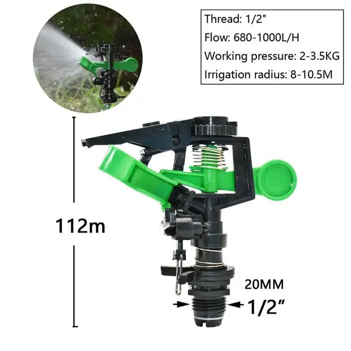 Arroseur d'irrigation rotatif à 360 degrés, buses oscillantes pour ferme, en plastique, avec piquet,