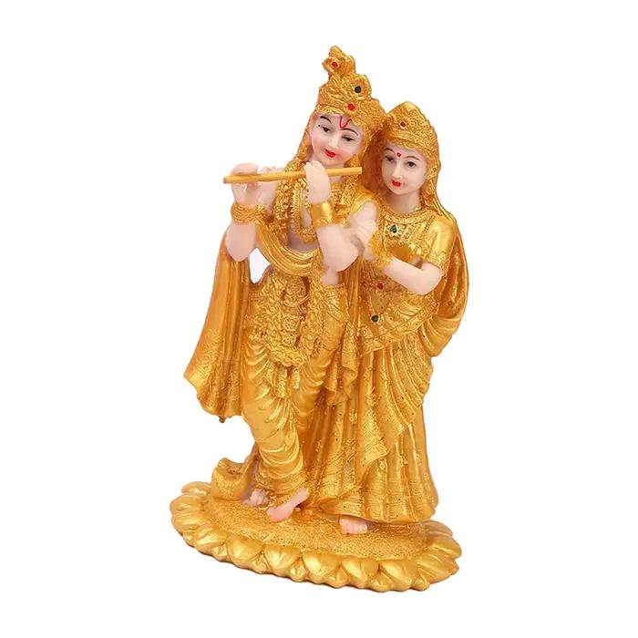 Statue de figurine indienne Radha Krishna, sculpture en résine, artisanat de collection pour la mais
