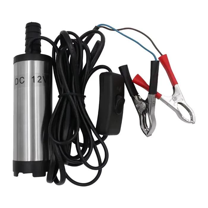 Pompe à huile submersible 12V avec pinces de batterie et interrupteur intégré, pompe de transfert de