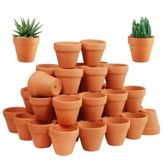 50 pièces minuscules Pots en terre cuite-1.3 pouces petits Mini Pots en argile avec trous de Drainag