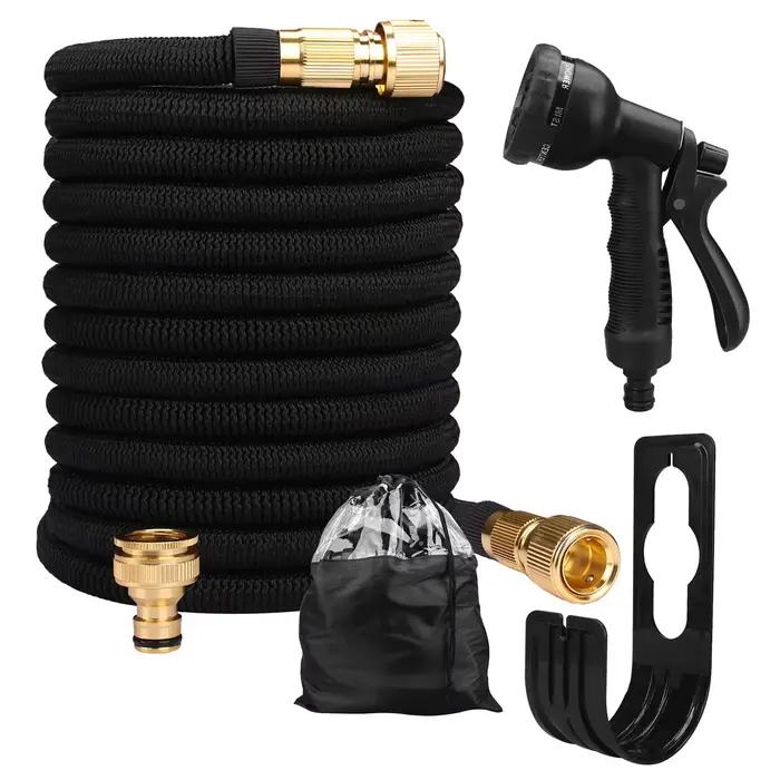 Tuyau d'arrosage extensible de 25 à 100 pieds, avec 8 Modes, pistolet de pulvérisation d'eau, tissag