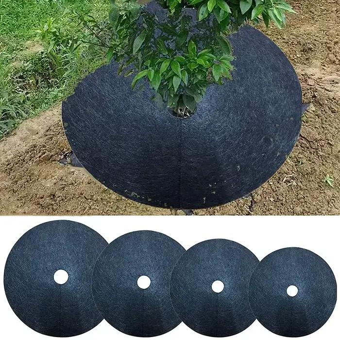 Anneau de paillis d'arbre non tissé, barrière de désherbage, polymères protecteurs, couverture végét