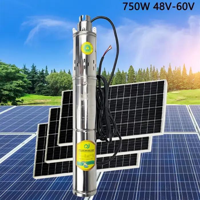 Pompe à eau solaire 150W 350W 750W, 12V 24V 48V 60V 100M, ascenseur de ferme, Ranch, trou d'alésage 
